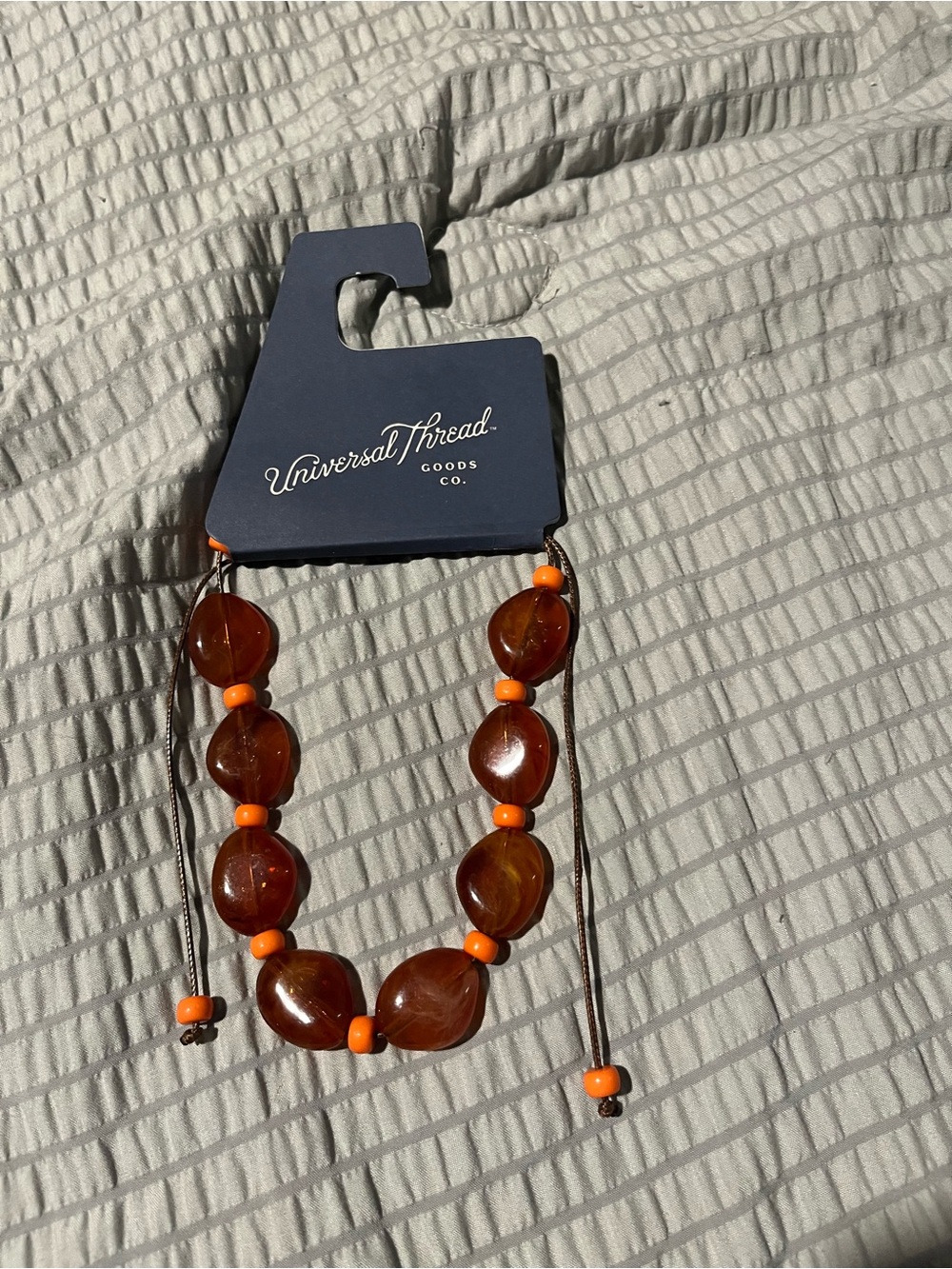 Universal Thread Adjustable Beaded Bracelet Brown Orange New With Tag